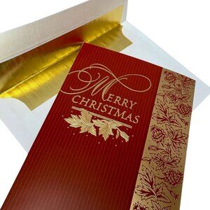 15 Vintage Christmas Cards Red Gold Foil Envelopes Holiday Greeting Cards